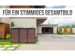 MCW Mülltonnenboxen|3er Mülltonnenverkleidung K14 Walnuss-Holzoptik 124x200x84cm