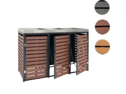 MCW Mülltonnenboxen|3er Mülltonnenverkleidung K14 Walnuss-Holzoptik 124x200x84cm