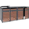 MCW Mülltonnenboxen|4er Mülltonnenverkleidung J81 Kirsche-Holzoptik Dunkelbraun 117x264x80cm