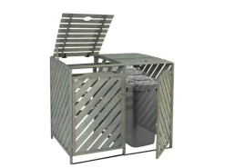 2er/4er Mülltonnenverkleidung J44 Grau 121x133x98cm*MCW New