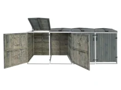 MCW Mülltonnenboxen|4er-/8er-Mülltonnenverkleidung H74 Grau-Weiß 126x316x98cm