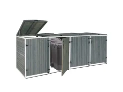 MCW Mülltonnenboxen|4er-/8er-Mülltonnenverkleidung H74 Grau-Weiß 126x316x98cm