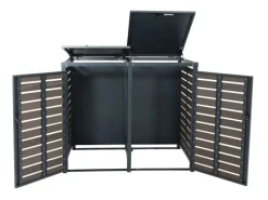 2er-/4er-Mülltonnenverkleidung K14 Anthrazit 119x140x102cm*MCW New