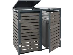 2er-/4er-Mülltonnenverkleidung K14 Anthrazit 119x140x102cm*MCW New