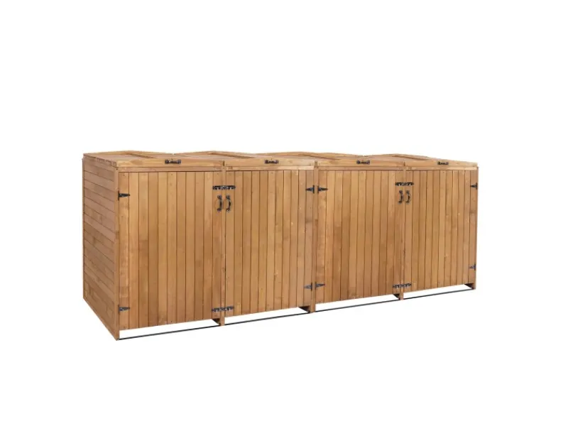 4er-/8er-Mülltonnenverkleidung H74 Braun 126x316x98cm*MCW Outlet