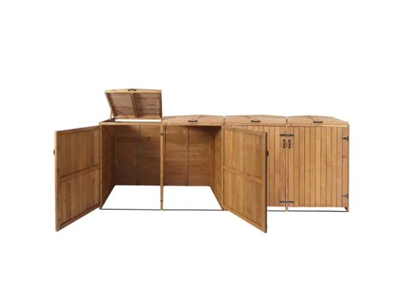 4er-/8er-Mülltonnenverkleidung H74 Braun 126x316x98cm*MCW Outlet