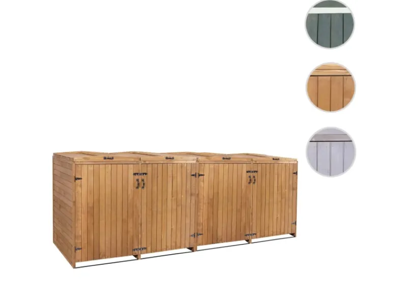4er-/8er-Mülltonnenverkleidung H74 Braun 126x316x98cm*MCW Outlet