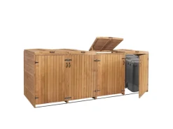 4er-/8er-Mülltonnenverkleidung H74 Braun 126x316x98cm*MCW Outlet