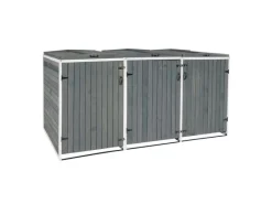 3er-/6er-Mülltonnenverkleidung H74 Grau-Weiß 126x238x98cm*MCW Outlet
