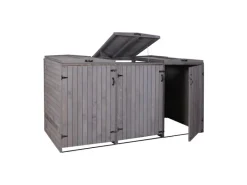 3er-/6er-Mülltonnenverkleidung H74 Anthrazit-Grau 126x238x98cm*MCW Hot