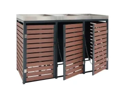 2er-/4er-Mülltonnenverkleidung K14 Walnuss-Holzoptik 124x146x102cm*MCW Sale