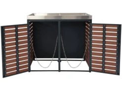 2er-/4er-Mülltonnenverkleidung K14 Walnuss-Holzoptik 124x146x102cm*MCW Sale