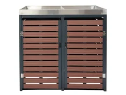 2er-/4er-Mülltonnenverkleidung K14 Walnuss-Holzoptik 124x146x102cm*MCW Sale