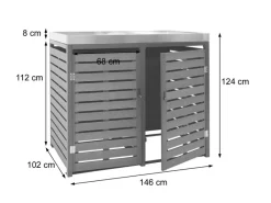2er-/4er-Mülltonnenverkleidung K14 Walnuss-Holzoptik 124x146x102cm*MCW Sale