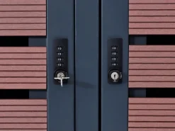 2er-/4er-Mülltonnenverkleidung K14 Walnuss-Holzoptik 124x146x102cm*MCW Sale