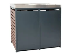 2er-/4er-Mülltonnenverkleidung K14 Walnuss-Holzoptik 124x146x102cm*MCW Sale