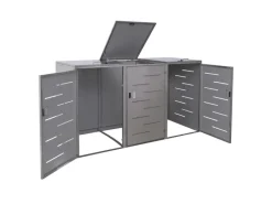 3er-/6er-Mülltonnenverkleidung E83 Edelstahl 85kg 116x212x98cm Silber*MCW Sale