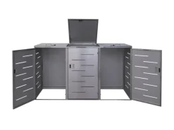 3er-/6er-Mülltonnenverkleidung E83 Edelstahl 85kg 116x212x98cm Silber*MCW Sale