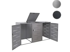 3er-/6er-Mülltonnenverkleidung E83 Edelstahl 85kg 116x212x98cm Silber*MCW Sale