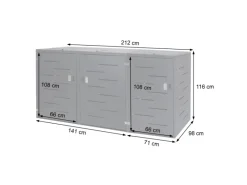 3er-/6er-Mülltonnenverkleidung E83 Edelstahl 85kg 116x212x98cm Silber*MCW Sale