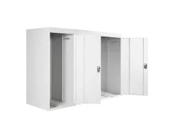 MCW Fahrradboxen|3er-Fahrradgarage H66 Fahrradbox Gerätehaus Fahrradunterstand Erweiterbar Abschließbar Metall