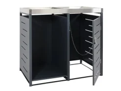 1er-Mülltonnenbox mit Holzlager H40 Anthrazit 125x130x80cm*MCW Outlet