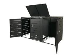 3er-Mülltonnenverkleidung E83 Anthrazit Stahl 75kg 117x197x80cm*MCW Outlet