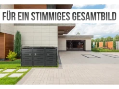 3er-Mülltonnenverkleidung E83 Anthrazit Stahl 75kg 117x197x80cm*MCW Outlet