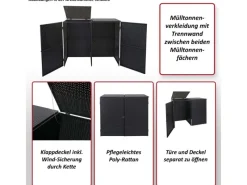 2er-Mülltonnenverkleidung E25 2x120l Braun 176x130x131cm*MCW Online