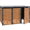 3er-Mülltonnenverkleidung K14 3x120l Teak-Optik 119x205x84cm*MCW Outlet