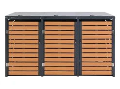 3er-Mülltonnenverkleidung K14 3x120l Teak-Optik 119x205x84cm*MCW Outlet