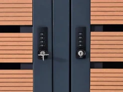 3er-Mülltonnenverkleidung K14 3x120l Teak-Optik 119x205x84cm*MCW Outlet