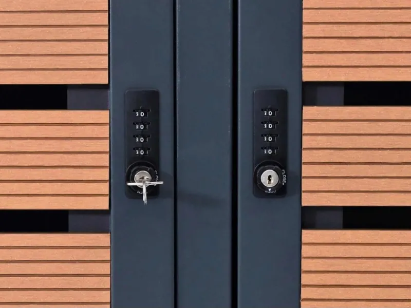 3er-Mülltonnenverkleidung K14 3x120l Teak-Optik 119x205x84cm*MCW Outlet