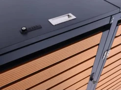 3er-Mülltonnenverkleidung K14 3x120l Teak-Optik 119x205x84cm*MCW Outlet