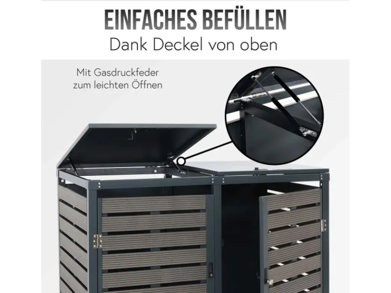 3er-Mülltonnenverkleidung K14 3x120l Teak-Optik 119x205x84cm*MCW Outlet