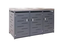 MCW Mülltonnenboxen|3er-Mülltonnenverkleidung H40 125x198x84cm Anthrazit