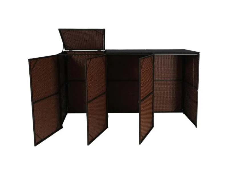 MCW Mülltonnenboxen|3er-Mülltonnenverkleidung E25 3x120l Braun 110x195x66cm