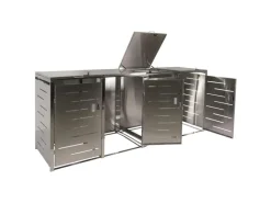 MCW Mülltonnenboxen|4er-Mülltonnenverkleidung E83 Edelstahl 99kg 117x263x80cm