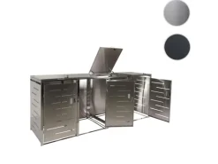 MCW Mülltonnenboxen|4er-Mülltonnenverkleidung E83 Edelstahl 99kg 117x263x80cm