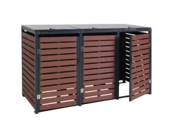 3er-Mülltonnenverkleidung K14 3x120l Walnuss-Holzoptik 119x205x84cm*MCW Sale