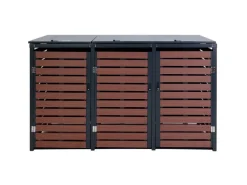 3er-Mülltonnenverkleidung K14 3x120l Walnuss-Holzoptik 119x205x84cm*MCW Sale