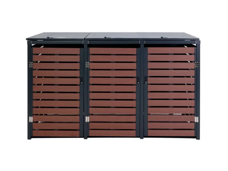 3er-Mülltonnenverkleidung K14 3x120l Walnuss-Holzoptik 119x205x84cm*MCW Sale