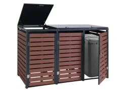 3er-Mülltonnenverkleidung K14 3x120l Walnuss-Holzoptik 119x205x84cm*MCW Sale