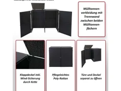 2er-Mülltonnenverkleidung E25 2x120l Grau 176x130x131cm*MCW Clearance