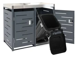 2er-Mülltonnenverkleidung H40b 110x115x62cm Anthrazit*MCW New