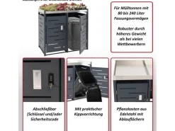 2er-Mülltonnenverkleidung H40b 110x115x62cm Anthrazit*MCW New
