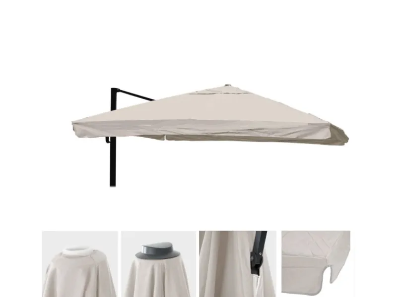 MCW Sonnenschirme|Ersatz-Bezug für Schirm A96 mit Flap 3,5x3,5m Creme-Grau