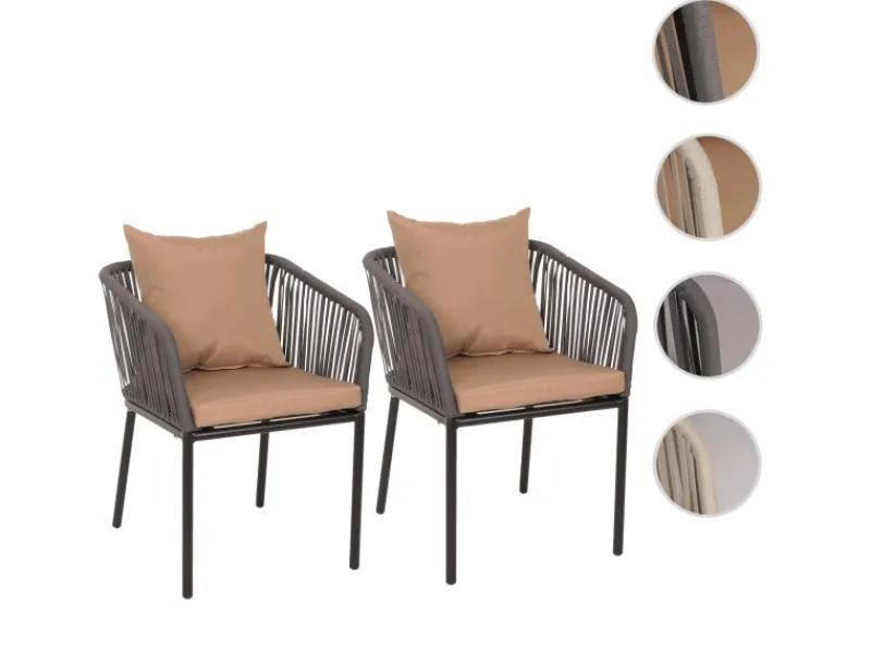 MCW Gartenstühle|2er-Set Gartenstuhl N41 Kissen Taupe