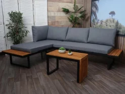 MCW Gartenmöbel-Sets|Garten Garnitur L27 3er-Set Dunkelgrau