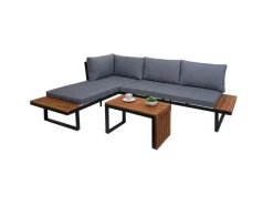 MCW Gartenmöbel-Sets|Garten Garnitur L27 3er-Set Dunkelgrau
